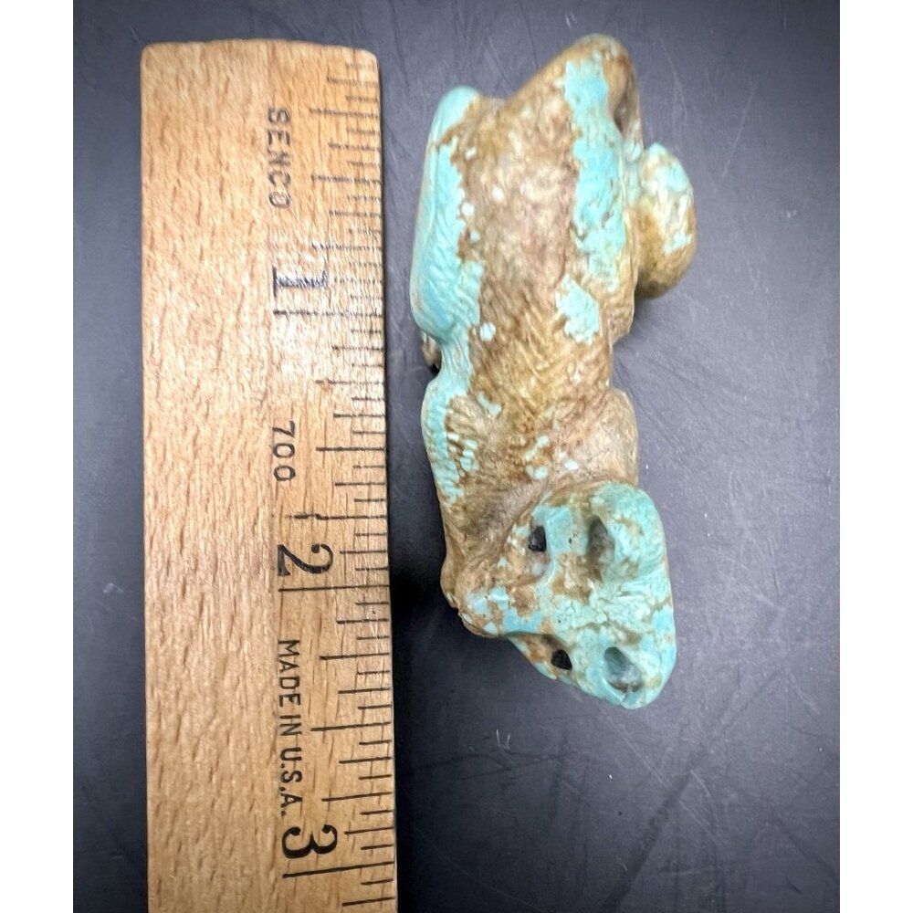 ZUNI FETISH Carved Turquoise Mountain Lion by Josh Mecale NATIVE AMERICAN - Picture 9 of 10
